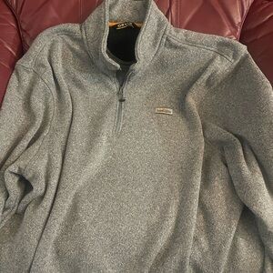 Orvis grey half zip sweater